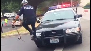 INSTABLAST! - COP BOMB DROPS SQUAD CAR!? LONGEST Blunt Slide Ever!!! Skateboarding Chimp, Vans