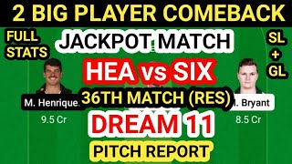 HEA vs SIX Dream 11 Team Prediction | HEA vs SIX Dream 11 Team Analysis 36th Match Pitch Report
