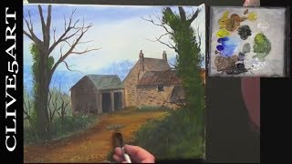 How to Paint an EASY Farmhouse Landscape with Acrylic Paint, clive5art