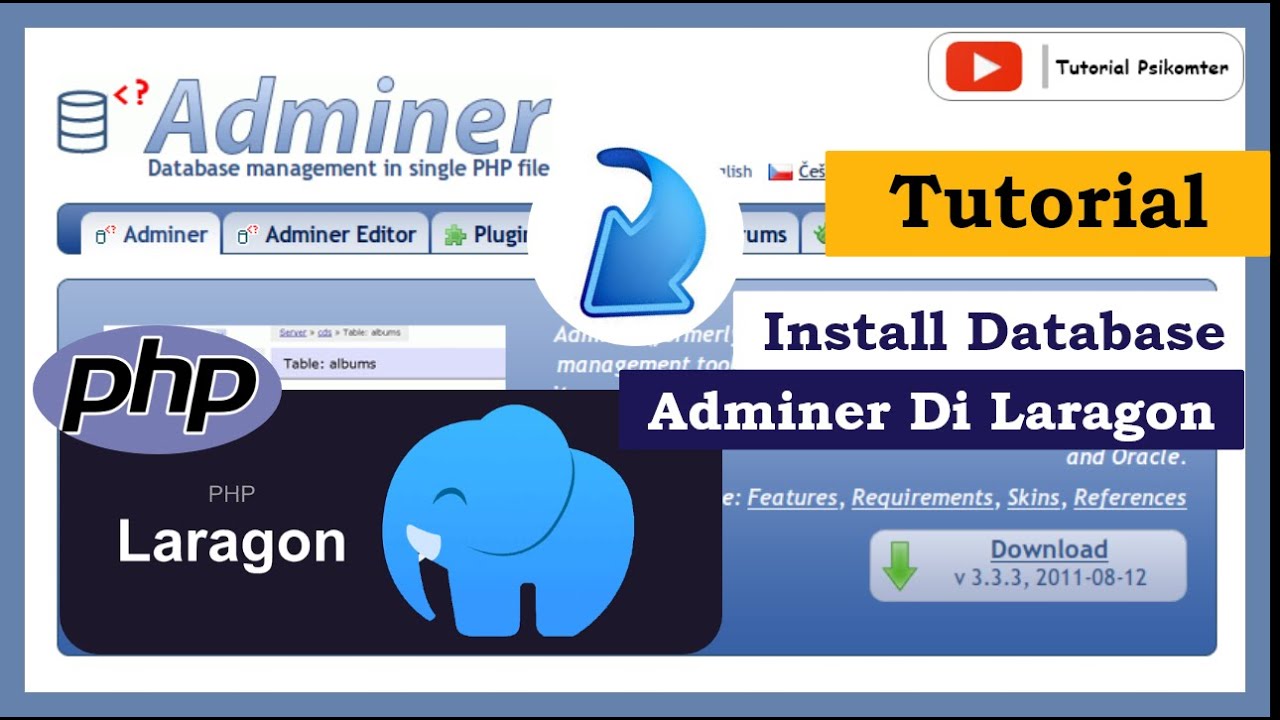 Cara Instal Database Adminer diLaragon Dengan Mudah !! || Tutorial Psikomter’ Cara Instal Database Adminer diLaragon Dengan Mudah !! || Tutorial Psikomter