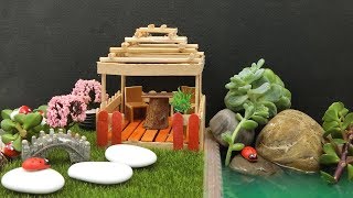 Miniature Popsicle Stick Gazebo - Fairy Garden Idea #24