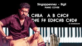 Singappenney - Bigil Song Piano Cover Version WITH NOTES|  A.R Rahman | AJ Shangarjan
