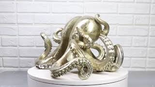 Ebros Nautical Sea Marine Octopus Bookends Pair Set Statue Antique Gold Finish