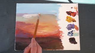 丙烯畫教學 / 如何繪畫夕陽 / 初學者入門 / How to draw a sunset / Acrylic Painting for Beginners / Step by Step