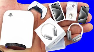 DIY MINIATURE IPHONE 15 PRO MAX, AIRPODS MAX, PS5 AND MORE REALISTIC HACKS AND CRAFTS !!!
