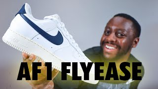 Nike Air Force 1 Flyease White Obsidian On Foot Sneaker Review QuickSchopes 712 Schopes HJ9122 100