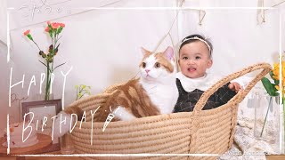 猫と祝う、ファーストバースデー / first birthday celebrating with a cat