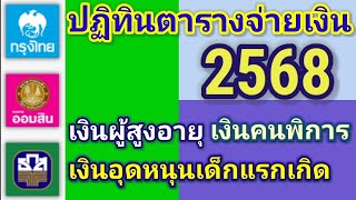 ปฏิทินตารางเงินเข้าบัญชี 2568 เงินอุดหนุนเด็กแรกเกิดล่าสุด เงินผู้สูงอายุล่าสุด เงินคนพิการล่าสุด