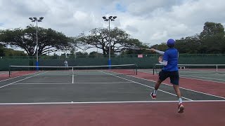 NUS tennis Johnny VS Karan epic 70 mins set, from 1:4 to 5:7