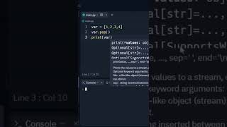 Pop() Method In Python Lists #shorts