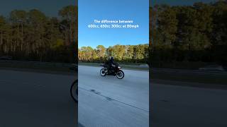 The difference between 600cc 650cc 300cc at 80mph 😂 #honda #cbr600rr #kawasaki #ninja650 #yamahar3
