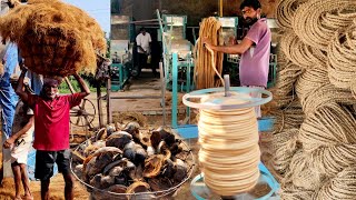 Coconut Coir Rope Making Industry | Coir Rope Manufacturing Process From Coconut Husk | #coirrope