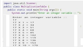 Multiplication Table In Java #india #coding #software #itjobs