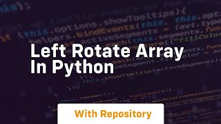 left rotate array in python