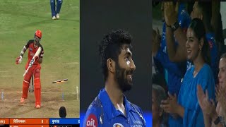 Bumrah  Wife Sanjana Ganesan Gest Emotional after Bumrah bowled Washington in MI vs SRH