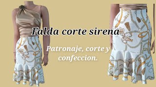 Falda corte Sirena / Patrón y Confección + cuadro de medidas