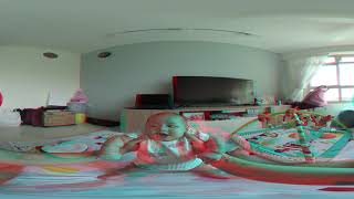 [Anaglyph 16:9] Excited Baby Riley standing up exercise | Vuze XR 3D 180 to Red Cyan!