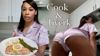 COOK \u0026 TWERK | Baked Salmon | KYLAHNASIYA