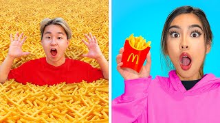 Eating Only Tiny Vs Giant Foods For 24 Hours!