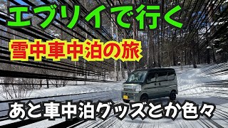 エブリィで雪中車中泊をしたよ！あと車中泊グッズとか色々