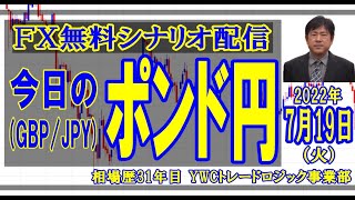 【FX】今日のポンド円 予想【7月19日(火)】毎朝更新 [ 2022年]｜勝ち組FXトレーダーを育成するYWCトレードロジック事業部：若尾 裕二｜