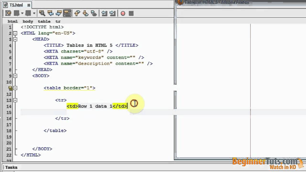 Beginner HTML Tutorial # 5 - Tables In HTML 5 - YouTube