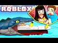 This Giant OLD Shark Ate Our Titanic in Shark Bite! (Roblox)