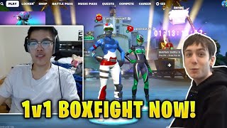 AsianJeff challenges Peterbot to a 1v1 Boxfight wager in Fortnite