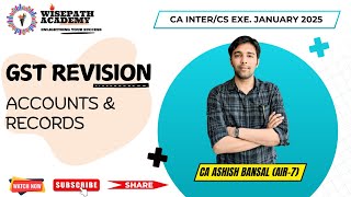 Revision Lec.14: Accounts & Records for Jan 2025 II CA INTER II