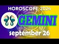 🛑 BE CAREFUL OF ENVY 🛑💢 horoscope for today GEMINI SEPTEMBER 26 2024 ✅ daily horoscope ♊️