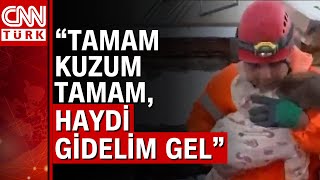 Bebek enkazdan sağ salim çıkarıldı, bebeği kurtaran itfaiye erinin duygulu anları kameraya yansıdı