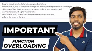 Practice Question Function Overloading - ICSE COMPUTER Java Programming Function One Shot video