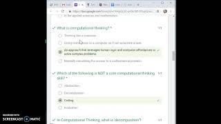Computation Thinking Quiz Corrections