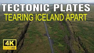 Tectonic fault seen from drone. Tectonic plates divergence in Thingvellir, Iceland 🇮🇸