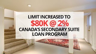 Canada Secondary Suite Loan Program - Now $80K @ 2% Interest!