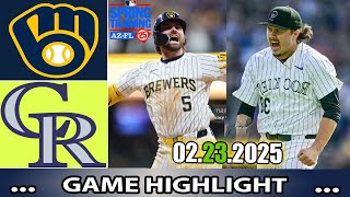 Milwaukee Brewers Vs. Colorado Rockies [Feb 23. 2025] Highlights | MLB Training Spring 2025