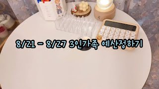 [현금생활] 8/21 - 8/27 3인가족, 현금바인더 예산정하기, 일주일예산, 현금부자