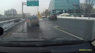 Driving from Montreal to Toronto on Autoroute 20 and Highway 401 in 21 minutes in Winter