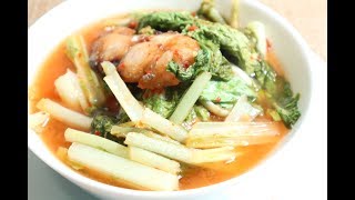 แกงส้มปลาอินทรีย์ทอดใส่ผักกาดขาวSour curry with chinese cabbage\u0026fried fish