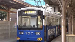 住吉公園から発車する天王寺駅前行き阪堺電車701形モ707