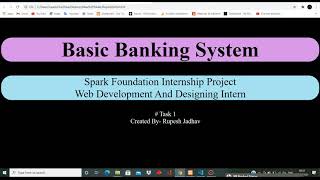 Basic Banking System | Sparks Foundation Internship | Web Development & Designing