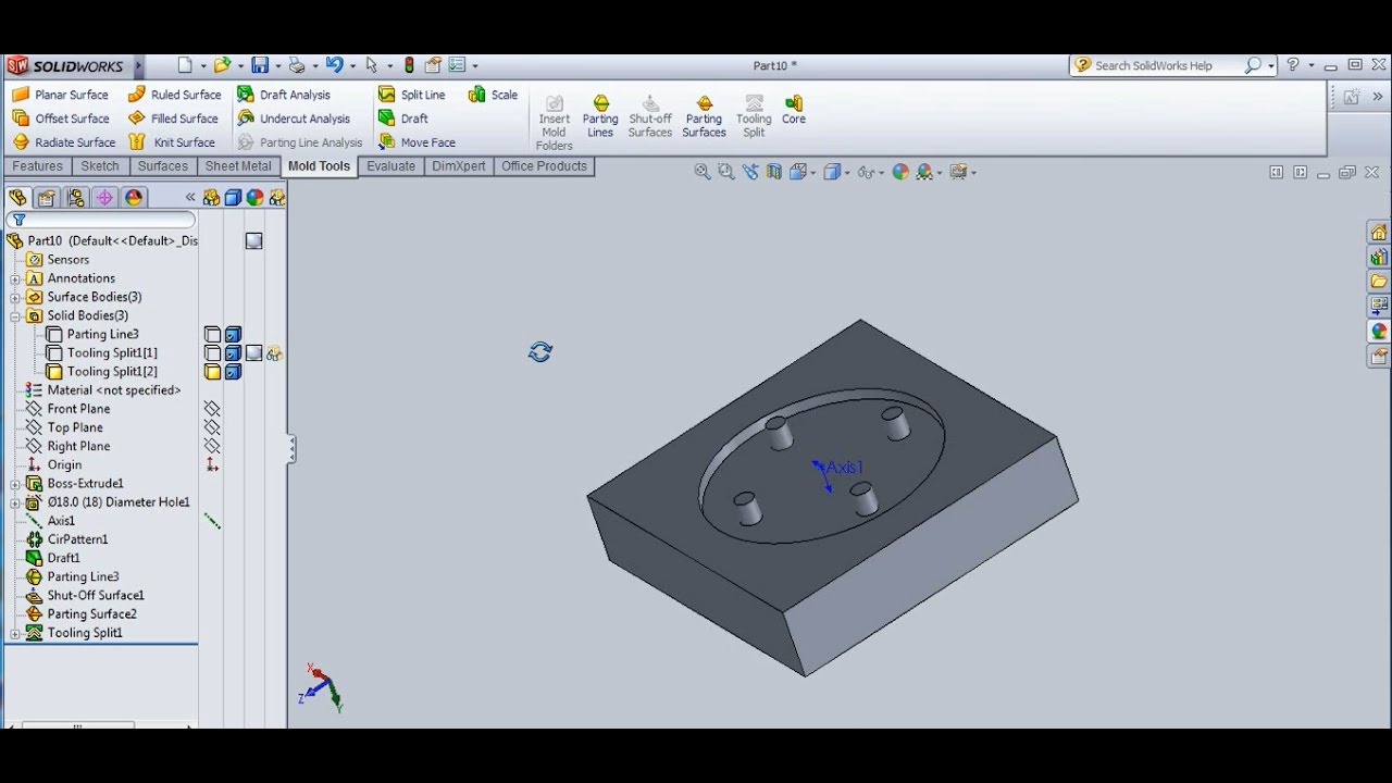 How To Use A Mold Tools In SolidWorks - YouTube