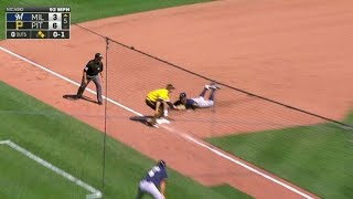 MIL@PIT: Cervelli catches Villar stealing third base