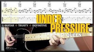 Under Pressure | Guitar Cover Tab | Guitar Chords Riff Lesson | Backing Track with Vocals 🎸 QUEEN