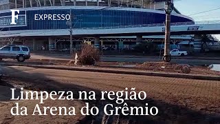 Região da Arena do Grêmio acumula barro e pilhas de objetos danificados por cheia