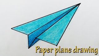 How to draw a paper airplane step by step easy| Simple paper airplane drawing sketch for kids