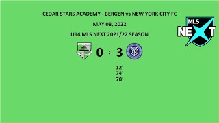 CSA BERGEN U14 MLS NEXT v NYCFC 050822