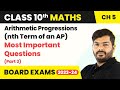 Class 10 Maths Chapter 5 | Arithmetic Progressions (nth Term of an AP) - Most Imp Ques 2022-23