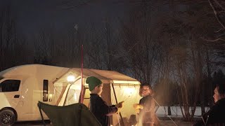 【ファミリーキャンプ】ハイエースキャンピングカーで行く、雪中キャンプ車中泊｜セキソーボディTOM200｜Camping