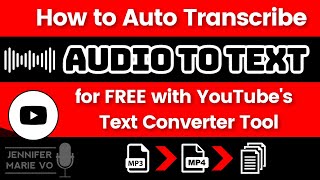 How to Convert Video / Audio to Text Automatically for FREE using YouTube's Text Subtitles Converter